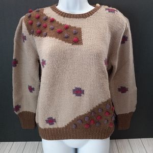 Vintage Emilio Rossi 100% Wool Knit Baubles Sweater